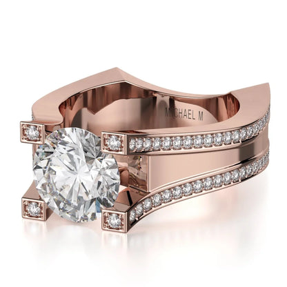 Michael M Pave Round Engagement Ring