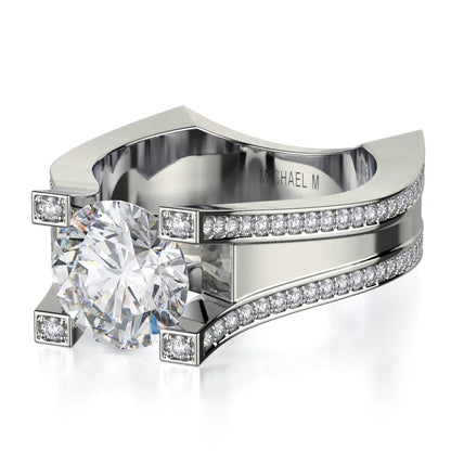 Michael M Pave Round Engagement Ring