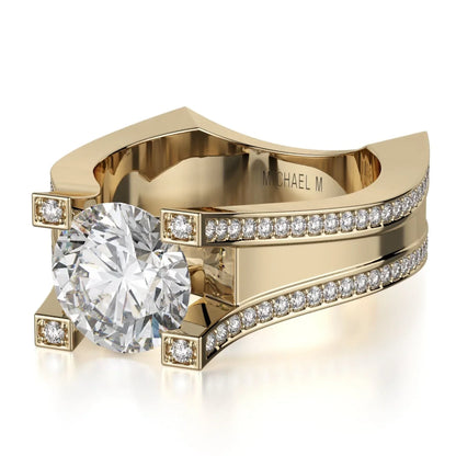 Michael M Pave Round Engagement Ring