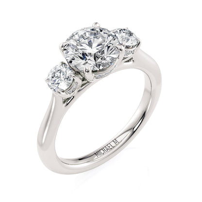 Michael M Three Stone Round Engagement Ring