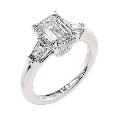 Michael M Three Stone Emerald Engagement Ring