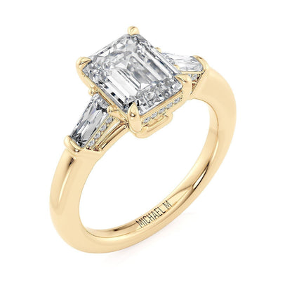 Michael M Three Stone Emerald Engagement Ring