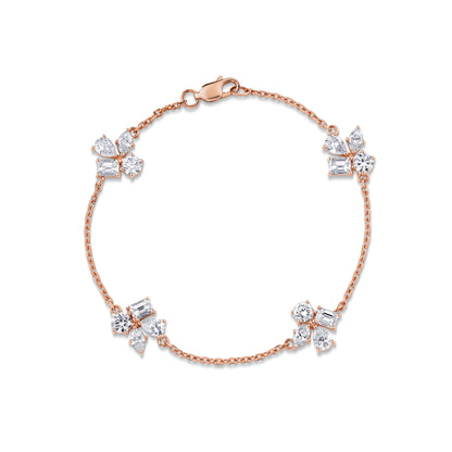 MICHAEL M Fashion Bracelets 18K Rose Gold / Small Montage 4 Cluster Chain Bracelet BR542