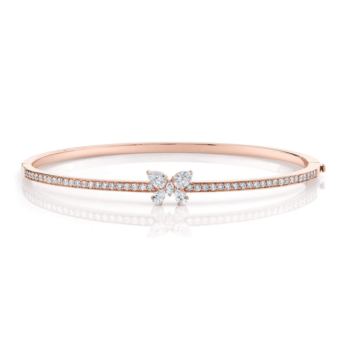 MICHAEL M Fashion Bracelets 18K Rose Gold / Small Montage Single Butterfly Bangle with Pavé BR412S