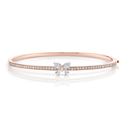 MICHAEL M Fashion Bracelets 18K Rose Gold / Small Montage Single Butterfly Bangle with Pavé BR412S