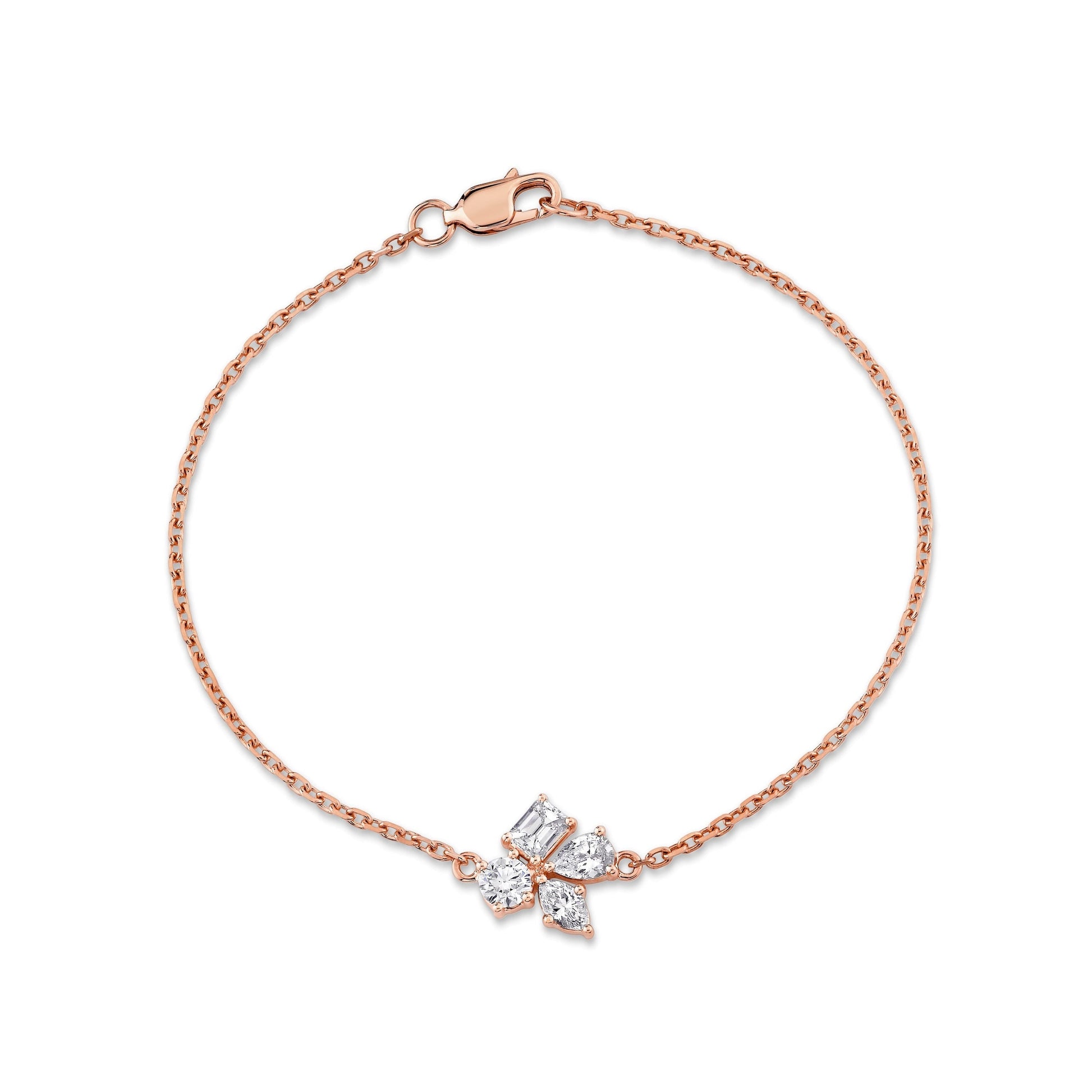 MICHAEL M Fashion Bracelets 18K Rose Gold / Small Montage Single Cluster Chain Bracelet BR541