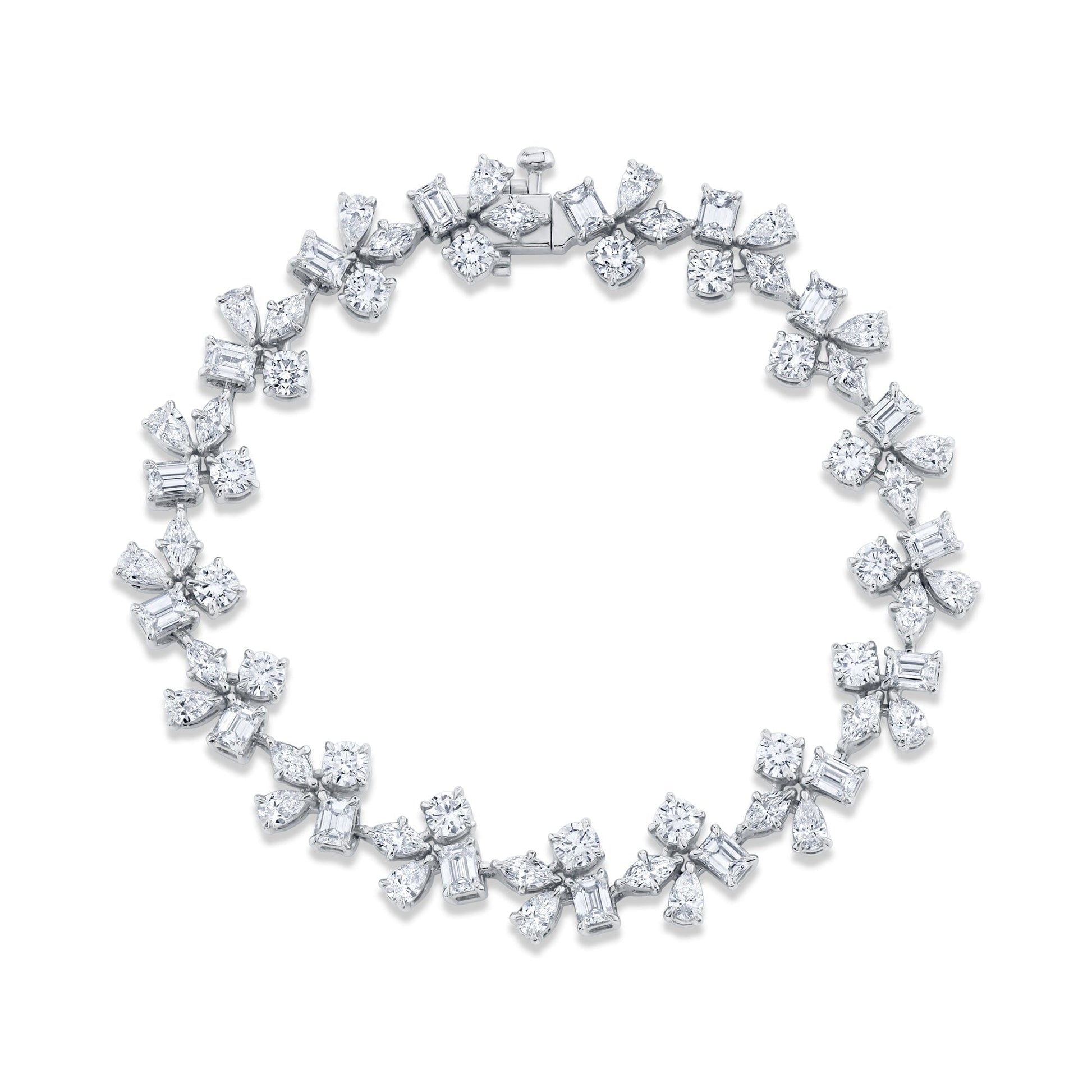 MICHAEL M Fashion Bracelets 18K White Gold Montage Cluster Tennis Bracelet BR543M