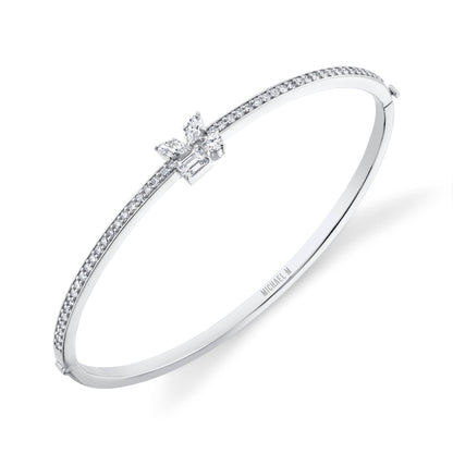 MICHAEL M Fashion Bracelets 18K White Gold / Small Montage Single Cluster Bangle