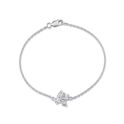 MICHAEL M Fashion Bracelets 18K White Gold / Small Montage Single Cluster Chain Bracelet BR541