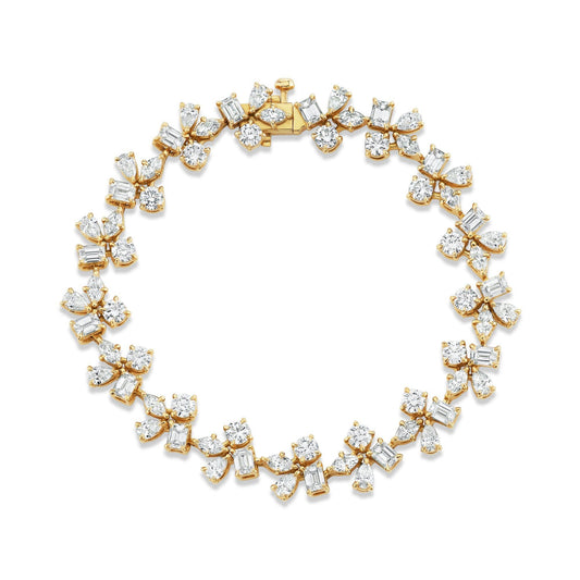 MICHAEL M Fashion Bracelets 18K Yellow Gold Montage Cluster Tennis Bracelet BR543M