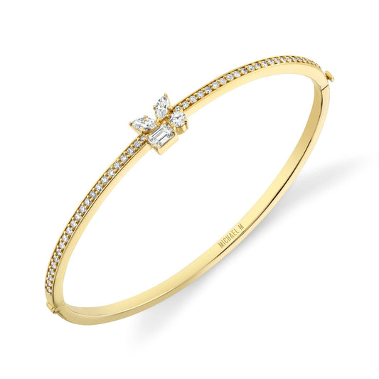 MICHAEL M Fashion Bracelets 18K Yellow Gold / Small Montage Single Cluster Bangle