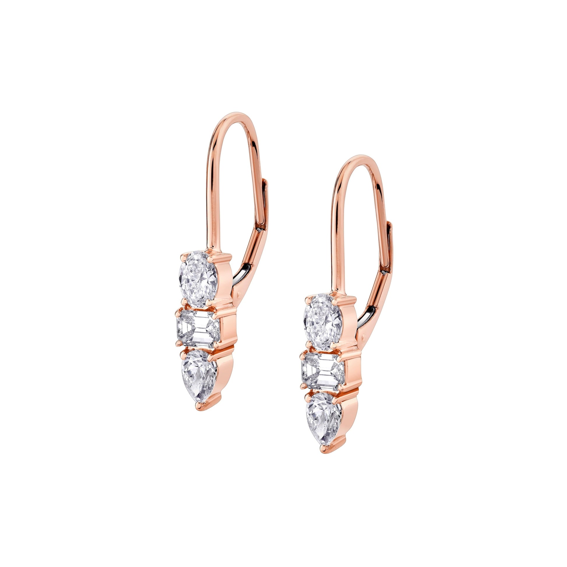MICHAEL M Fashion Earrings 18K Rose Gold Montage 3 Drop Earrings ER614