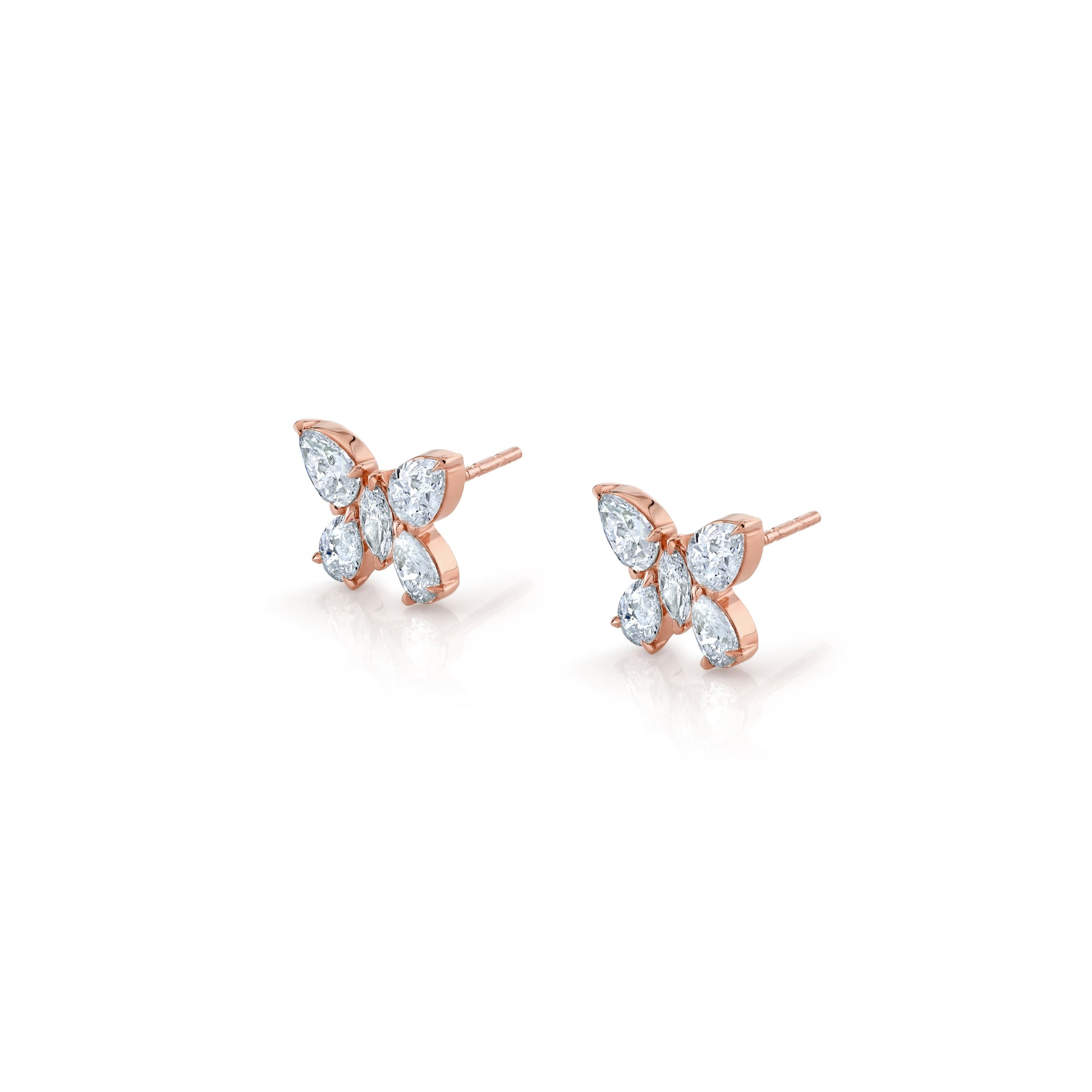 MICHAEL M Fashion Earrings 18K Rose Gold Montage Butterfly Stud Earrings ER612