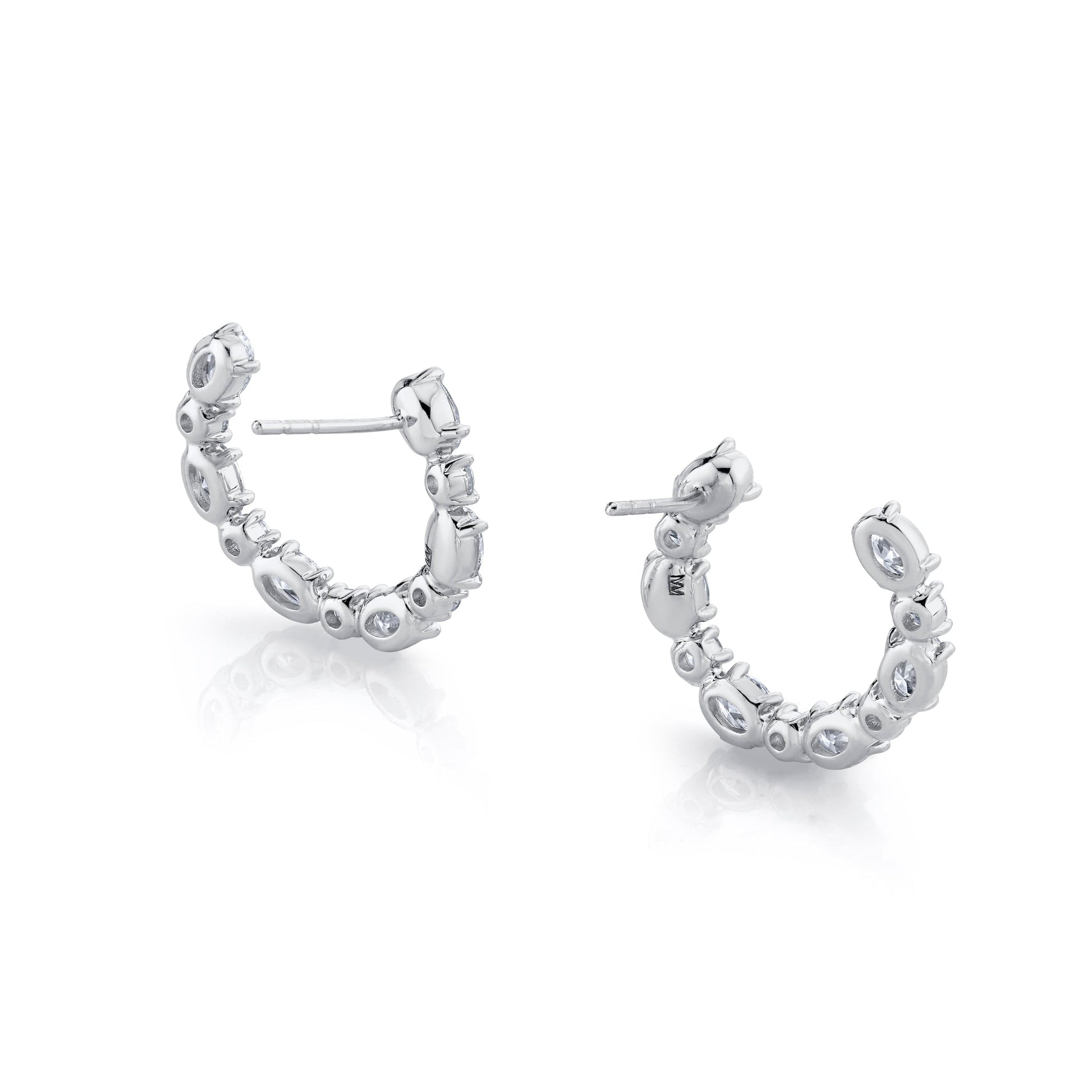 MICHAEL M Fashion Earrings 18K White Gold Montage Oval Front-to-Back Hoops ER611