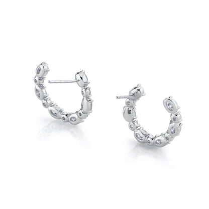 MICHAEL M Fashion Earrings 18K White Gold Montage Oval Front-to-Back Hoops ER611