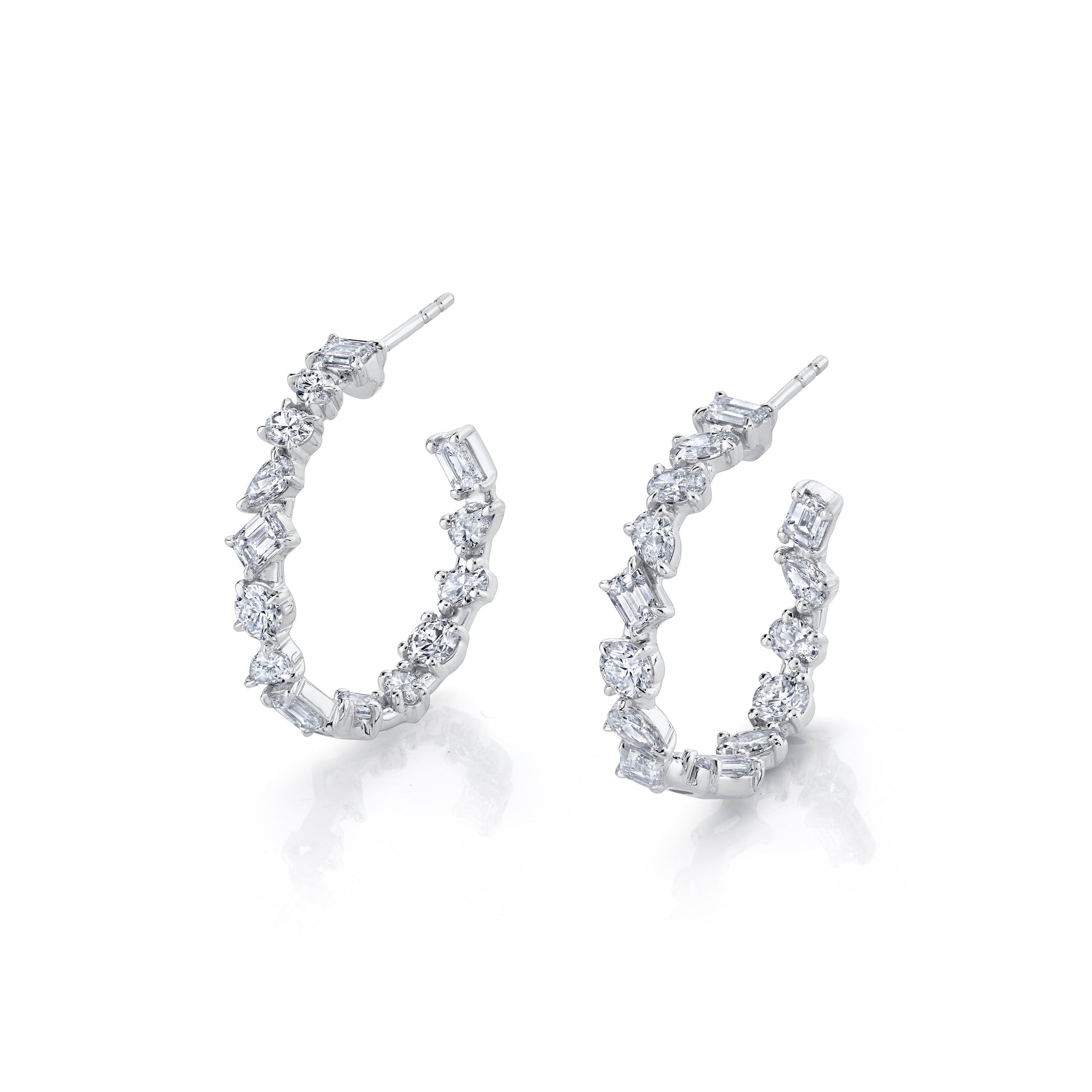 MICHAEL M Fashion Earrings 18K White Gold Montage Petite Hoop Earrings ER610