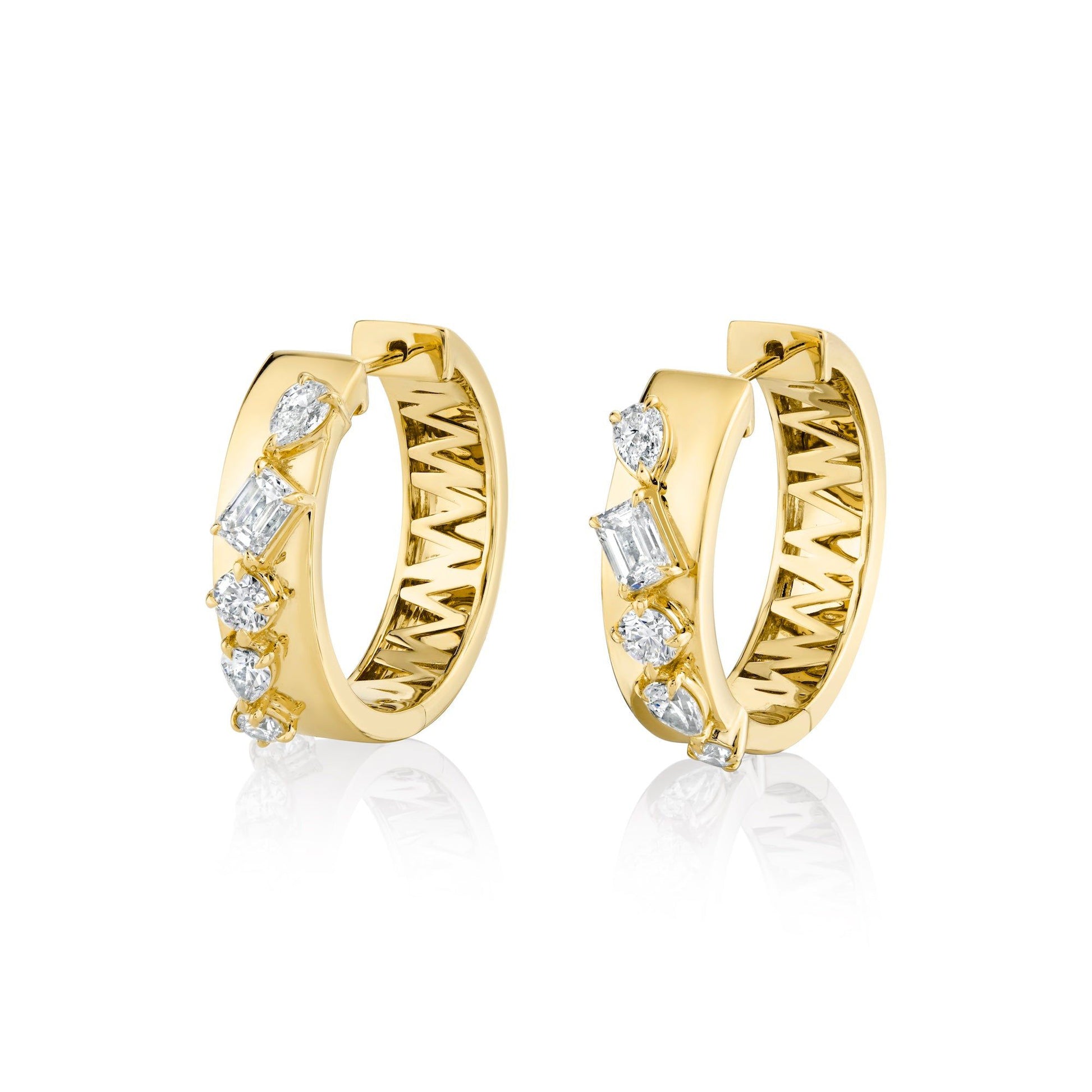 MICHAEL M Fashion Earrings 18K Yellow Gold Montage Diamond Cross Hoops ER618