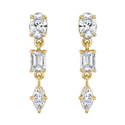 Montage 3 Stone Drop Earrings