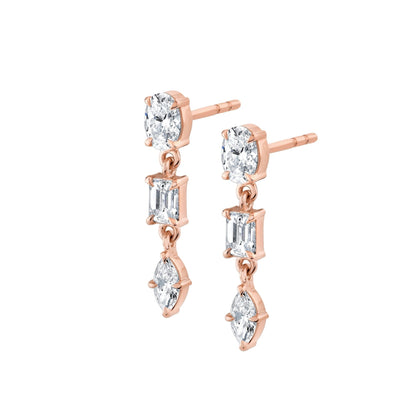 Montage 3 Stone Drop Earrings