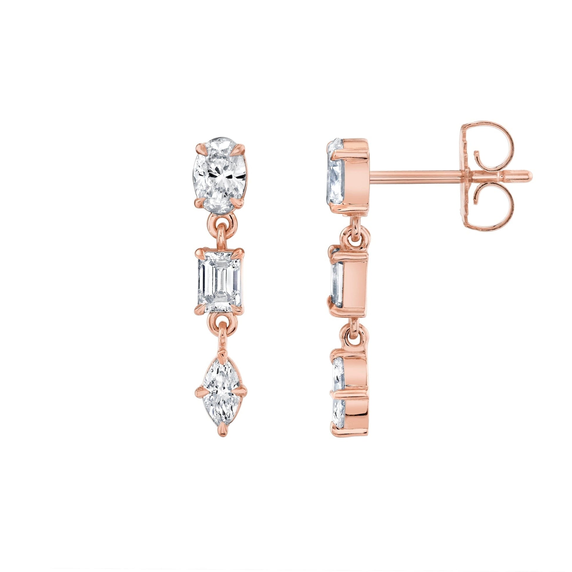 MICHAEL M Fashion Earrings Montage 3 Stone Drop Earrings