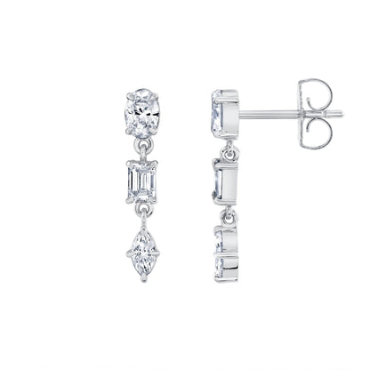MICHAEL M Fashion Earrings Montage 3 Stone Drop Earrings
