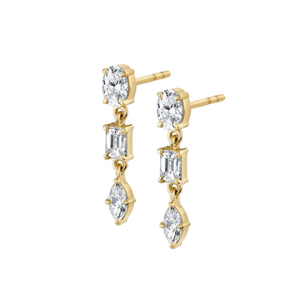 Montage 3 Stone Drop Earrings