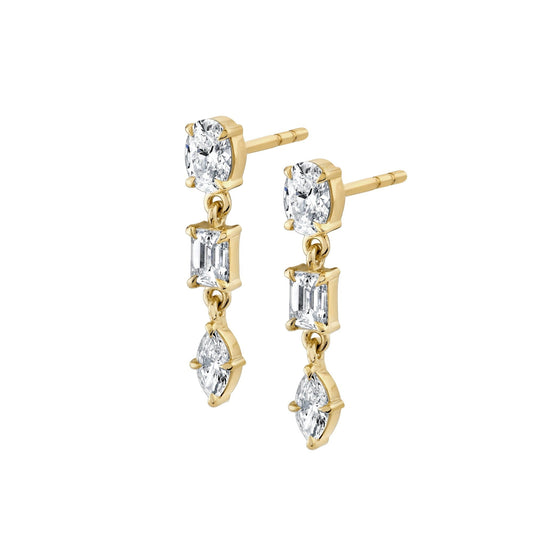 Montage 3 Stone Drop Earrings