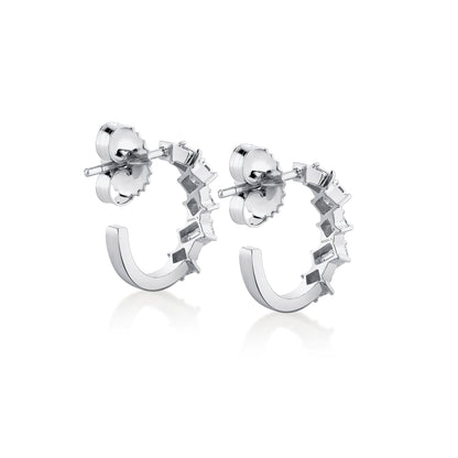 Montage Emerald and Princess Cut Diamond Hoops