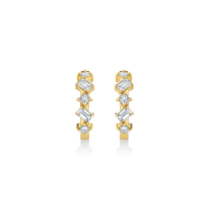 Montage Emerald and Princess Cut Diamond Hoops