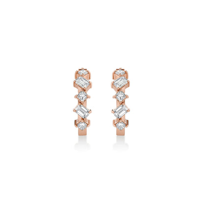 Montage Emerald and Princess Cut Diamond Hoops