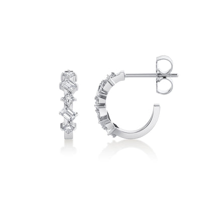 Montage Emerald and Princess Cut Diamond Hoops