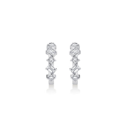 Montage Emerald and Princess Cut Diamond Hoops