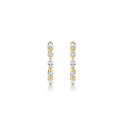 Montage Marquise and Round Cut Diamond Hoops