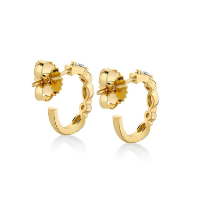 Montage Marquise and Round Cut Diamond Hoops
