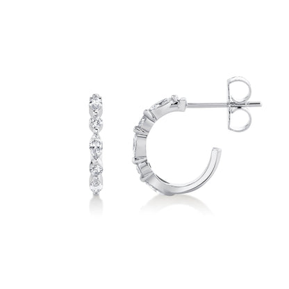 Montage Marquise and Round Cut Diamond Hoops