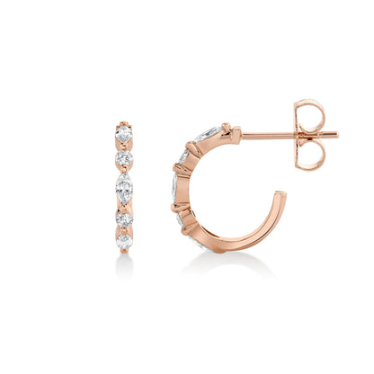 Montage Marquise and Round Cut Diamond Hoops