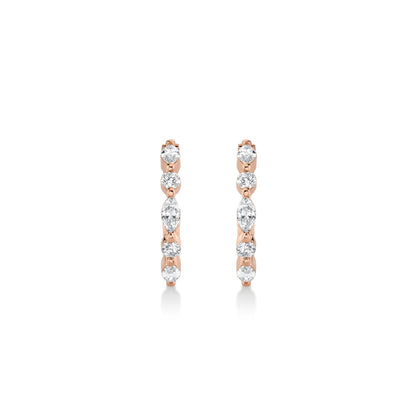 Montage Marquise and Round Cut Diamond Hoops