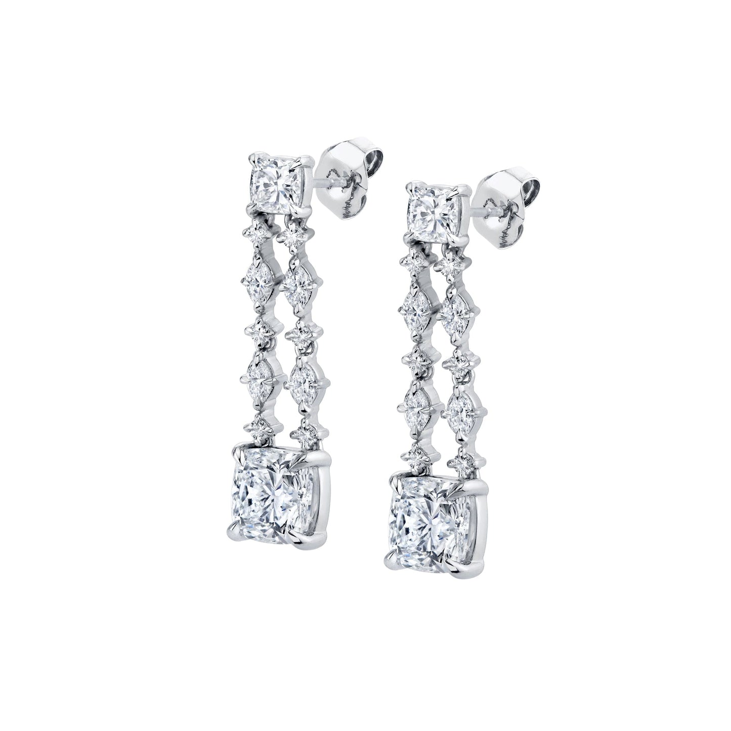 MICHAEL M Fashion Earrings Platinum Montage Cushion Cut Drop Earrings ER620