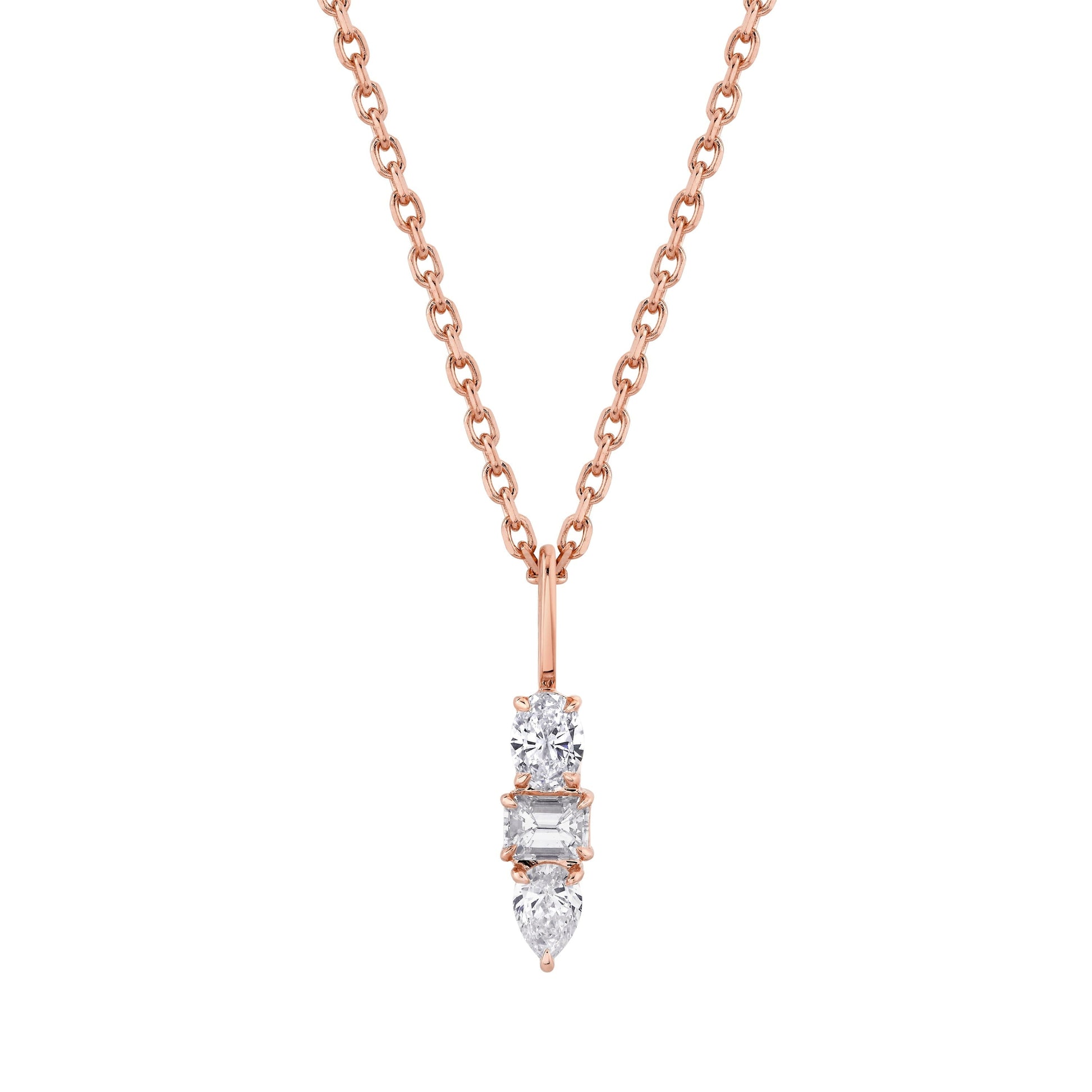 MICHAEL M Fashion Necklaces 14K Rose Gold Montage 3 Drop Pendant Necklace P411