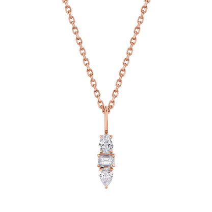 MICHAEL M Fashion Necklaces 14K Rose Gold Montage 3 Drop Pendant Necklace P411