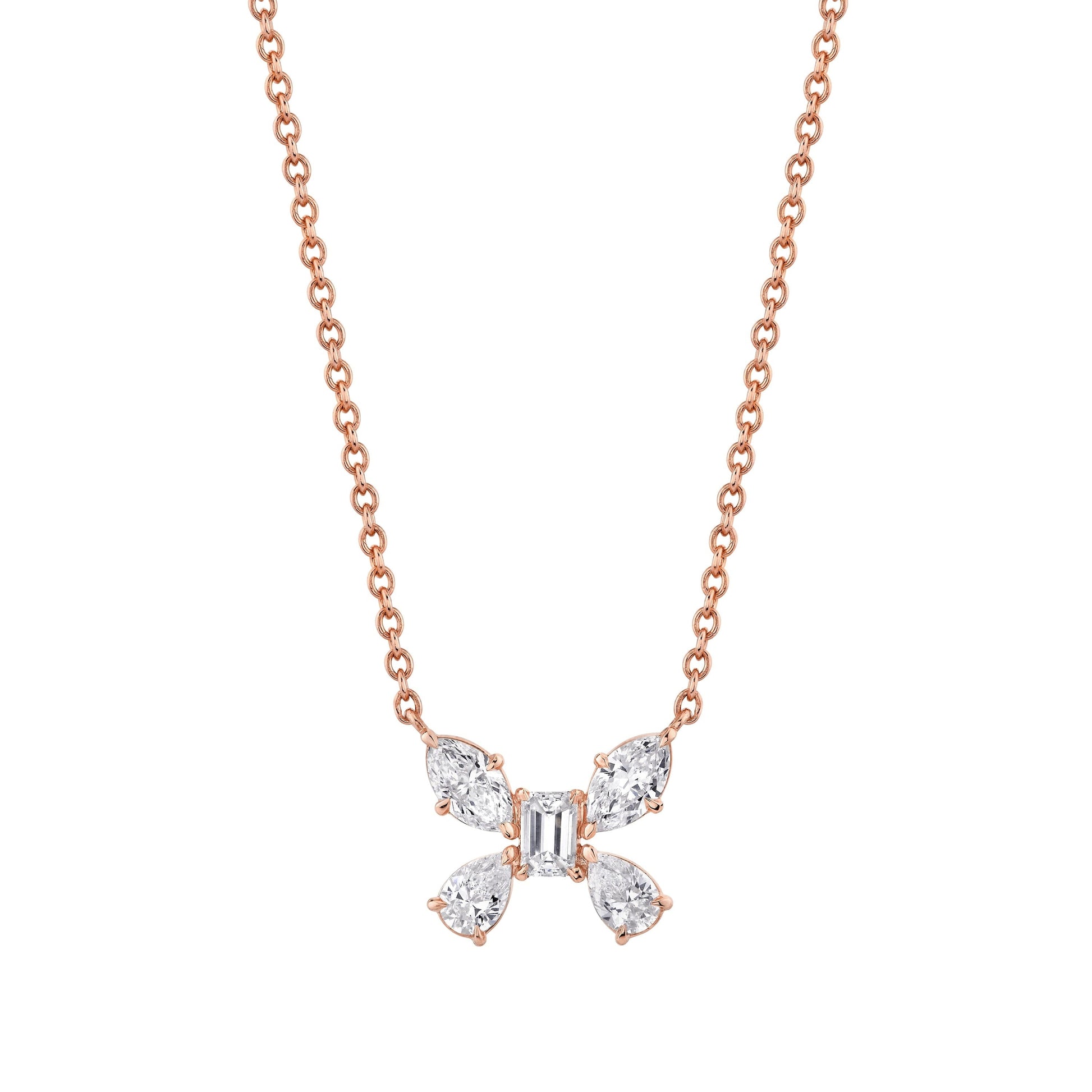 MICHAEL M Fashion Necklaces 14K Rose Gold Montage Butterfly Pendant