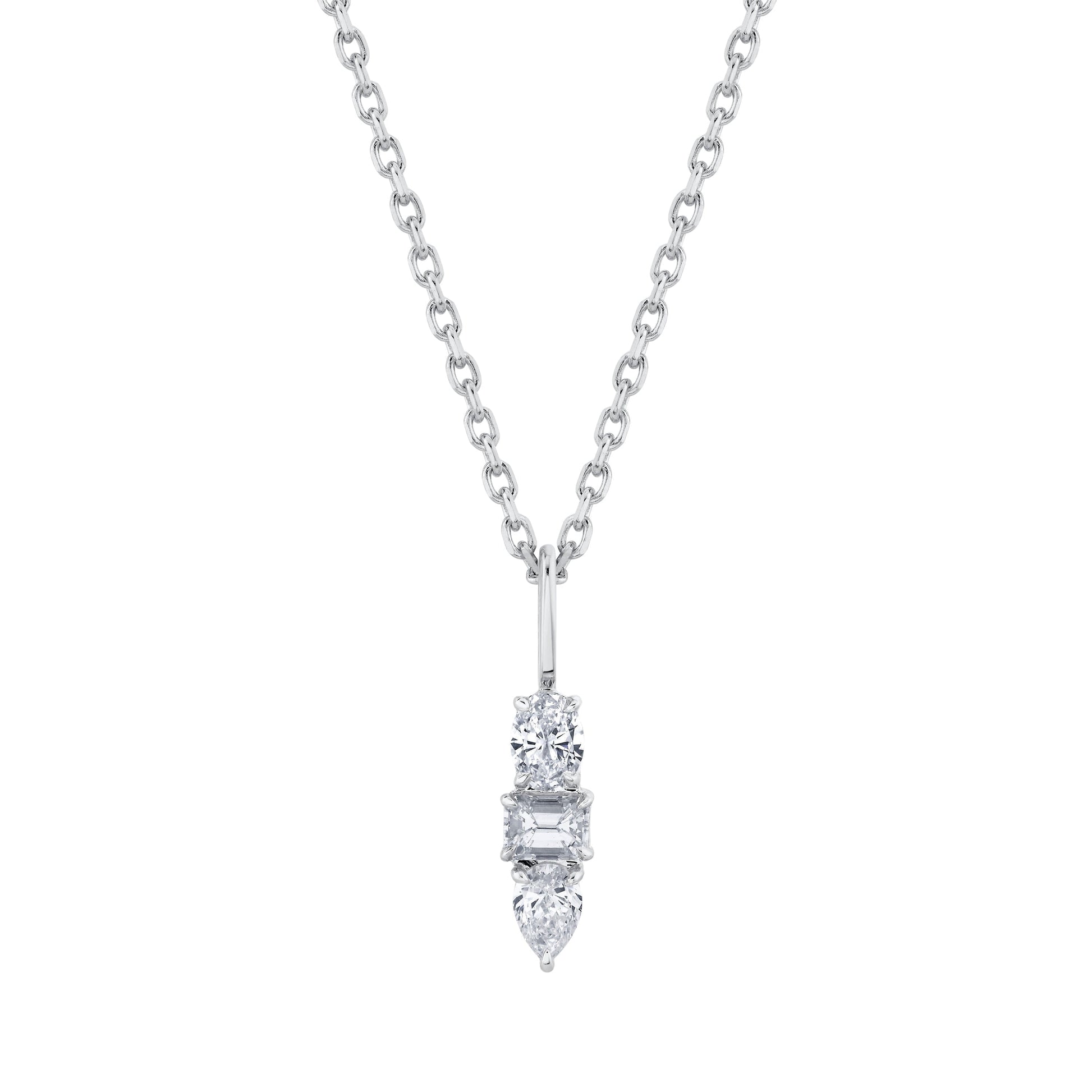 MICHAEL M Fashion Necklaces 14K White Gold Montage 3 Drop Pendant Necklace P411