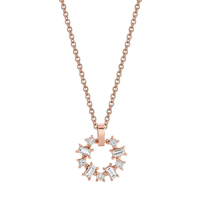 MICHAEL M Fashion Necklaces 18K Rose Gold Montage Baguette and Princess Cut Ring Pendant P413