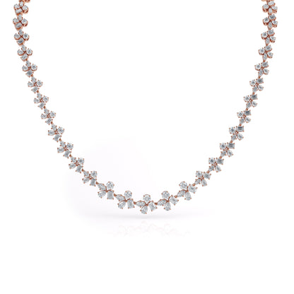 MICHAEL M Fashion Necklaces 18K Rose Gold Montage Cluster Riviera Necklace CN403