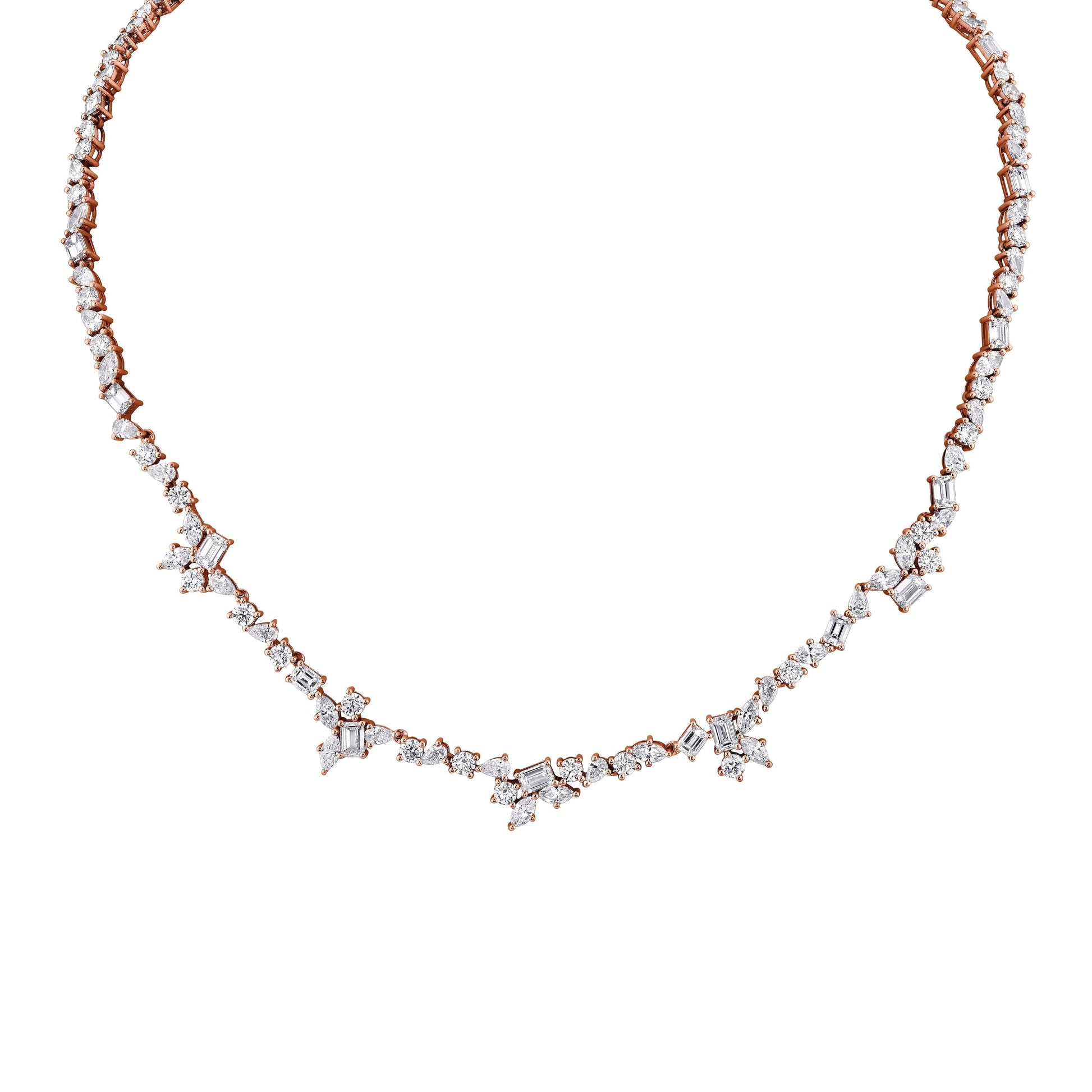 MICHAEL M Fashion Necklaces 18K Rose Gold Montage Eternity Tennis Necklace CN358