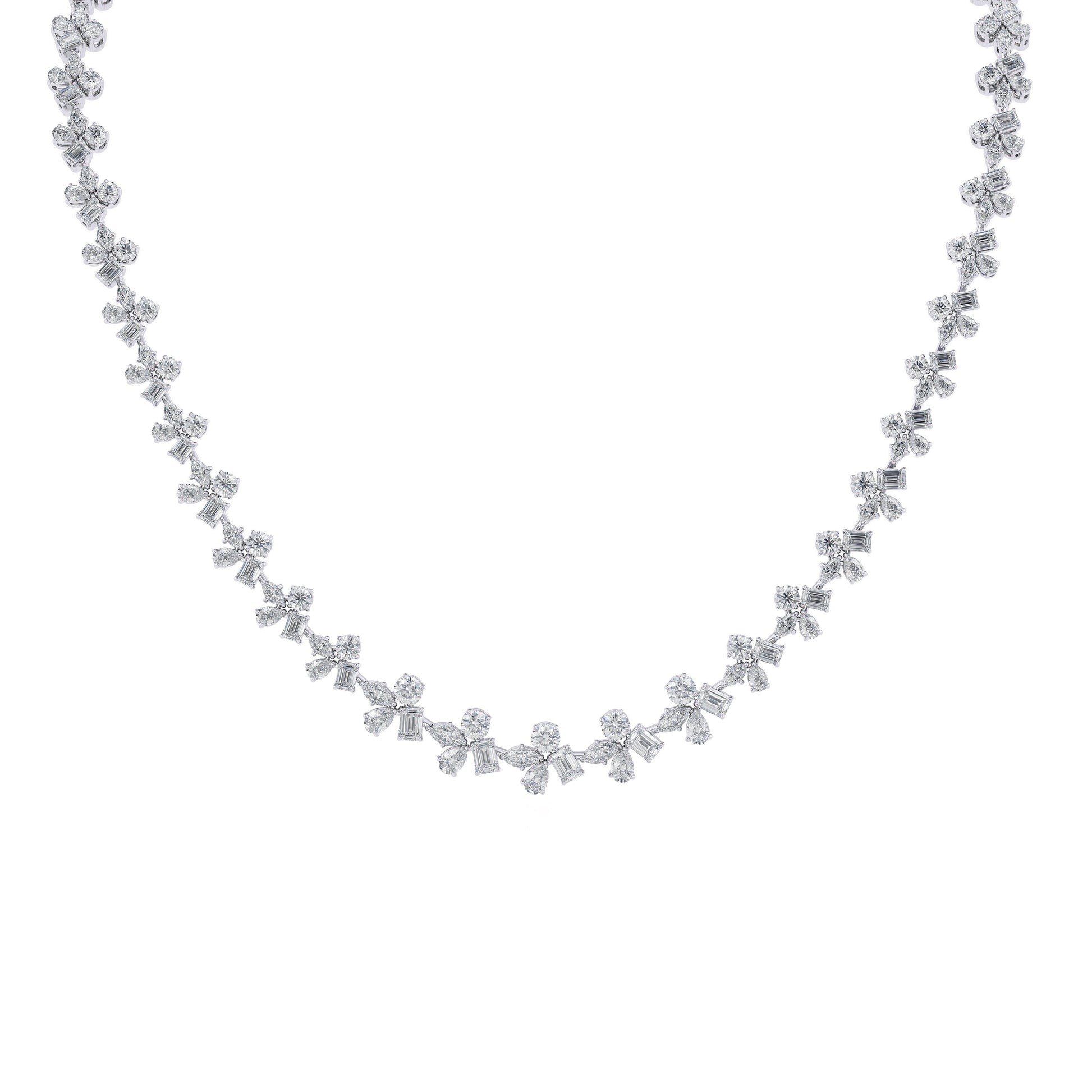 MICHAEL M Fashion Necklaces 18K White Gold Montage Cluster Riviera Necklace CN403