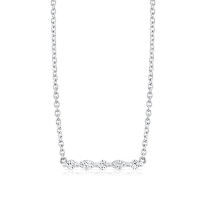 MICHAEL M Fashion Necklaces 18K White Gold Montage Marquise and Round Cut Diamond Bar Necklace P556