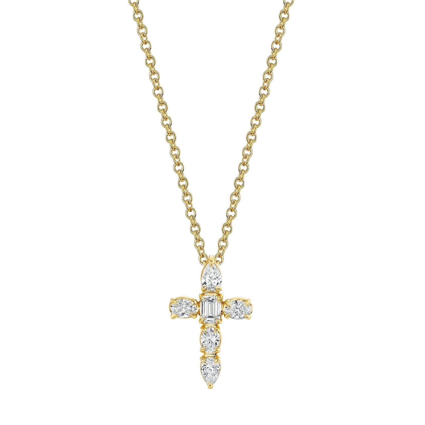 MICHAEL M Fashion Necklaces 18K Yellow Gold Montage Small Diamond Cross Pendant P414