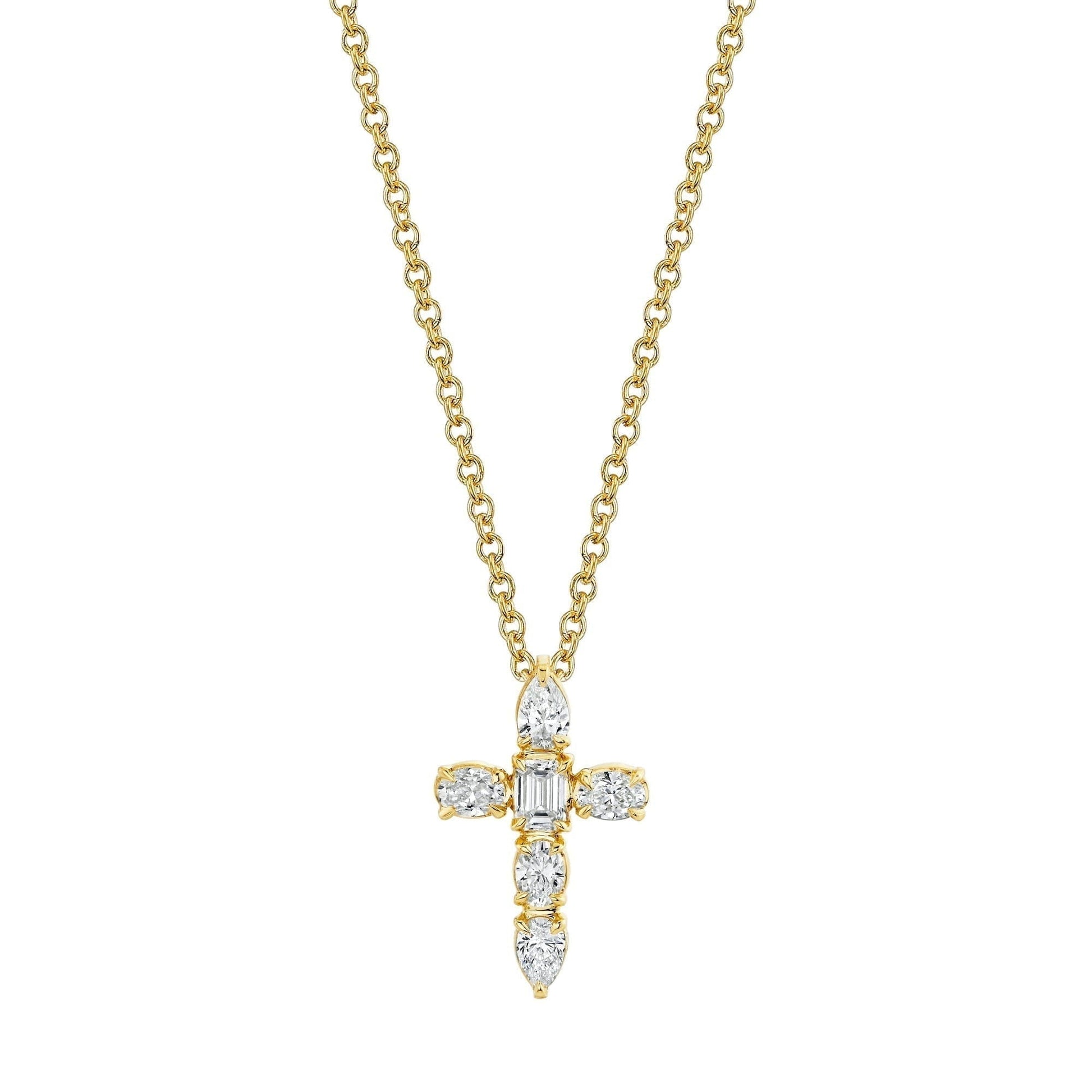 MICHAEL M Fashion Necklaces 18K Yellow Gold Montage Small Diamond Cross Pendant P414