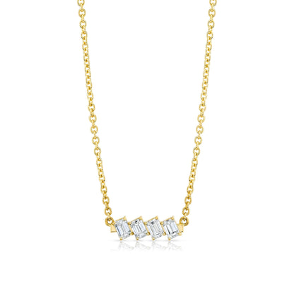 Montage Emerald Cut Diamond Bar Necklace